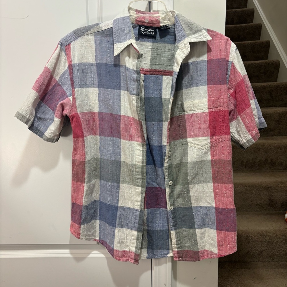 Vintage Colorful Plaid Button Up Shirt